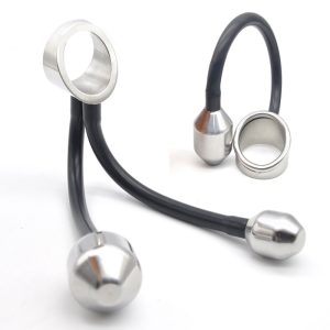 2 Option Stainless Steel & Silicone Cock Ring Heavy Pendent Metal Ball Penis Rings Cbt Sex Toy For Men Gay Stretcher Chastity