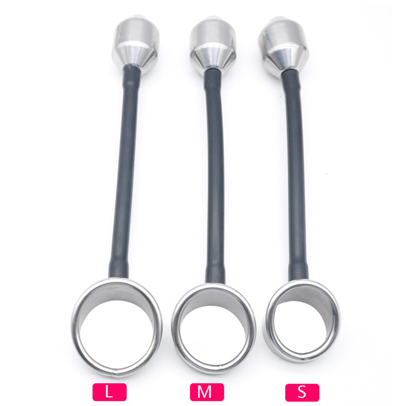 Stainless Steel Silicone Male Enhancing Cock Ring With Heavy Pendent Ball Gayfriendly Cbt Toy - 11