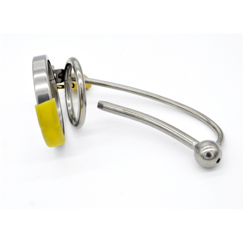 Male Chastity Device With Urethral Sound 4 Adjustable Rings Fetish Metal Sex Toy Catheter Insertion Cage G103 - 4