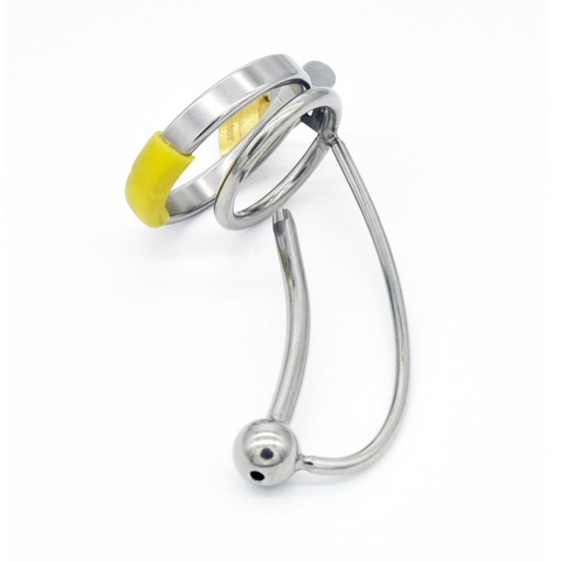 Male Chastity Device With Urethral Sound 4 Adjustable Rings Fetish Metal Sex Toy Catheter Insertion Cage G103 - 2