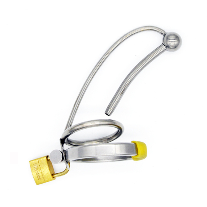 Male Chastity Device With Urethral Sound 4 Adjustable Rings Fetish Metal Sex Toy Catheter Insertion Cage G103 - 1