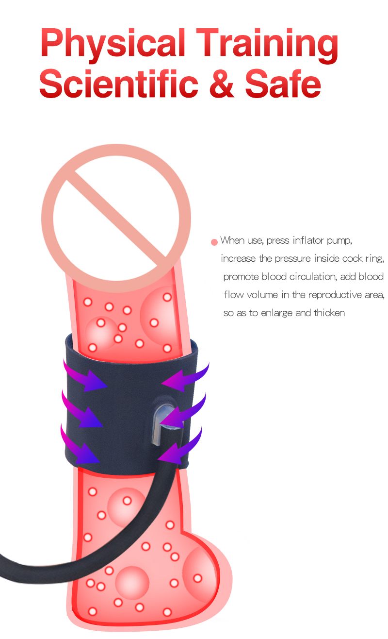 Inflatable Penis Pump Adjustable Cock Ring Erection Enhancer Testicle Rings Scrotum Sleeve Erotic Male Masturbation Sex Toys - 3