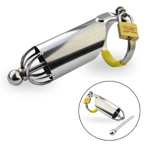 Stainless Steel Male Chastity Cage With Urethral Catheter Virginity Lock Penis Cock Anti-masturbation Sex Machine