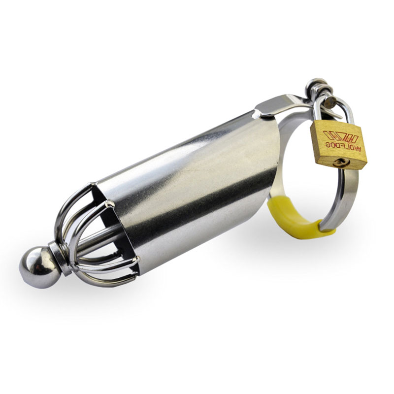 Male Chastity Cage Stainless Steel Virginity Lock Antimasturbation Penis Protection Device With Urethral Catheter - 6