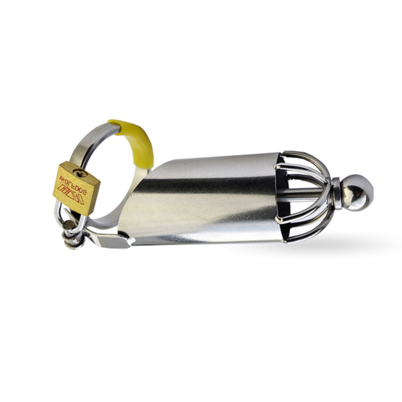 Male Chastity Cage Stainless Steel Virginity Lock Antimasturbation Penis Protection Device With Urethral Catheter - 4