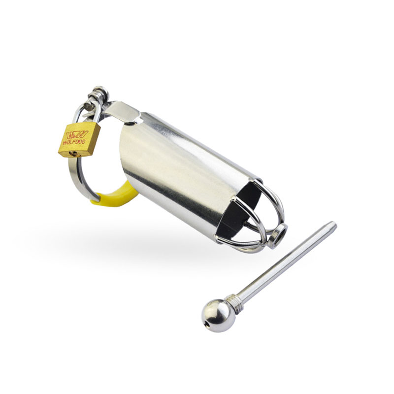 Male Chastity Cage Stainless Steel Virginity Lock Antimasturbation Penis Protection Device With Urethral Catheter - 3