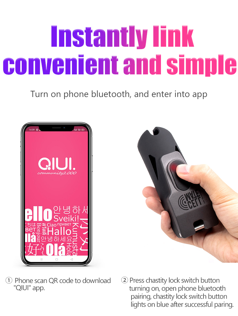 Qiui Cell Mate Chastity Cage Bluetooth Controlled Male Device With Cock Ring Virginity Maintaining Sex Toys For Men - 3