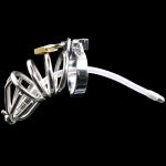Metal Chastity Cage Cock Rings Penis Bondage Locks Sex Toys For Men Stainless Steel Male Device With Urethral Catheter - 2