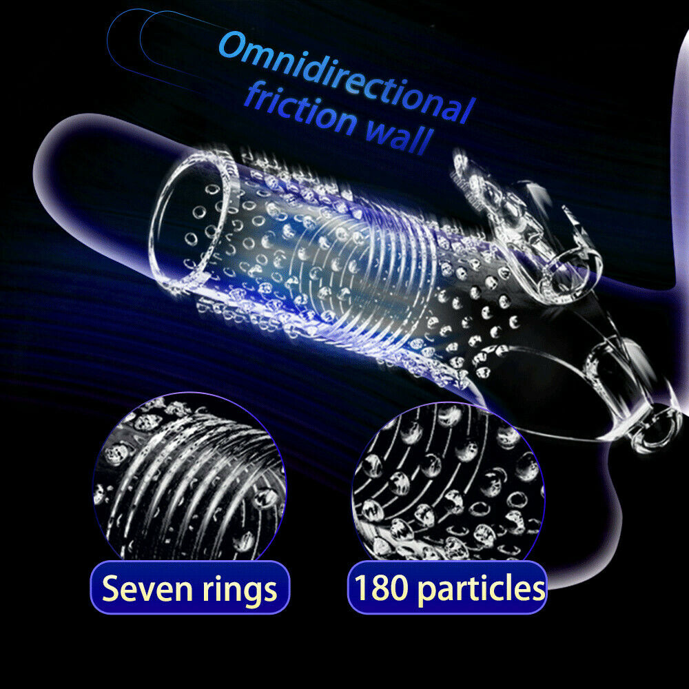 Reusable Double Vibrator Penis Sleeve Cock Enlargement Condom For Men Adult Intimate Sex Toy - 9