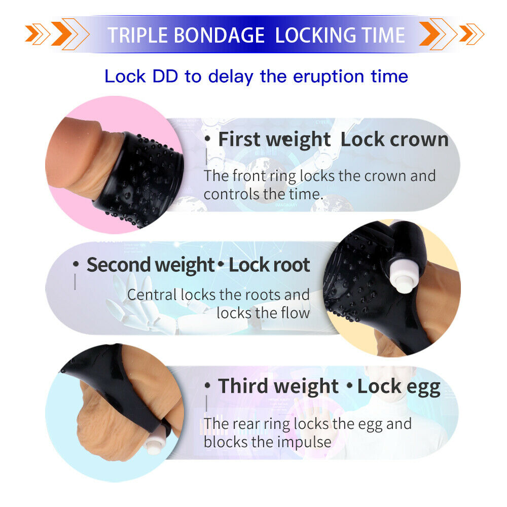 Reusable Double Vibrator Penis Sleeve Cock Enlargement Condom For Men Adult Intimate Sex Toy - 8