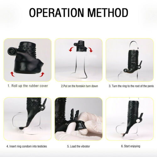 Reusable Double Vibrator Penis Sleeve Cock Enlargement Condom For Men Adult Intimate Sex Toy - 6
