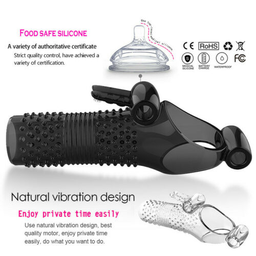 Reusable Double Vibrator Penis Sleeve Cock Enlargement Condom For Men Adult Intimate Sex Toy - 4
