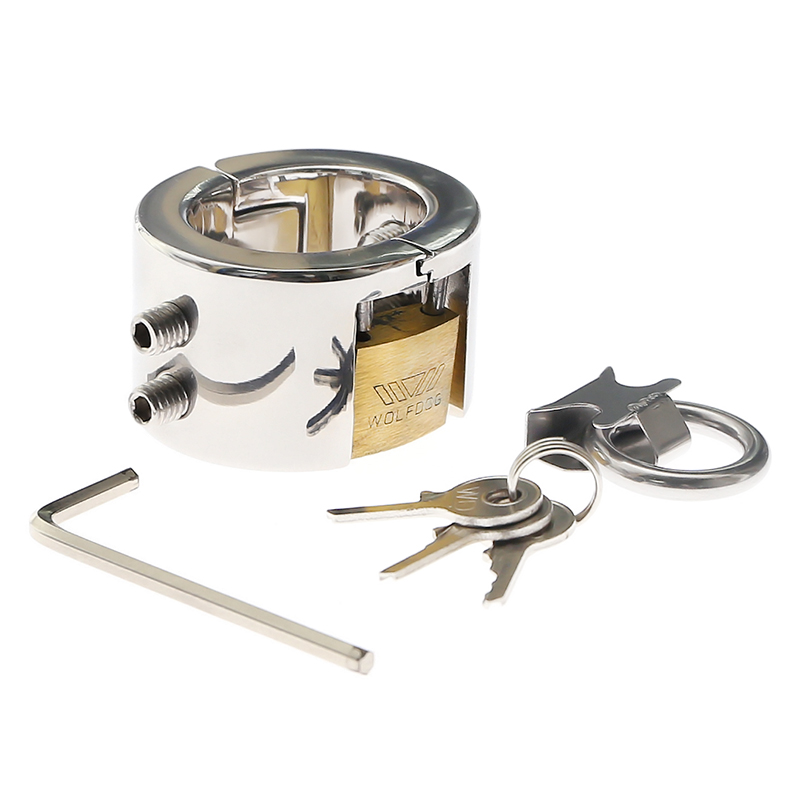 Stainless Steel Male Chastity Piercing Ring Scrotum Pendant Testis Weight Cbt Ball Stretcher Lock Device - 5