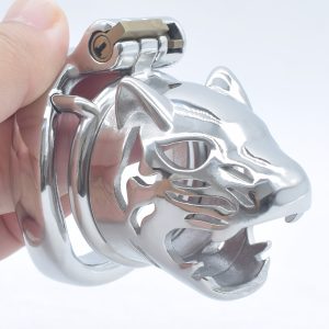 Chastity Cage Leopard Cock Stainless Steel Male Bdsm Bondage Device Tiger Lock Penis Sex Toys For Aficionados