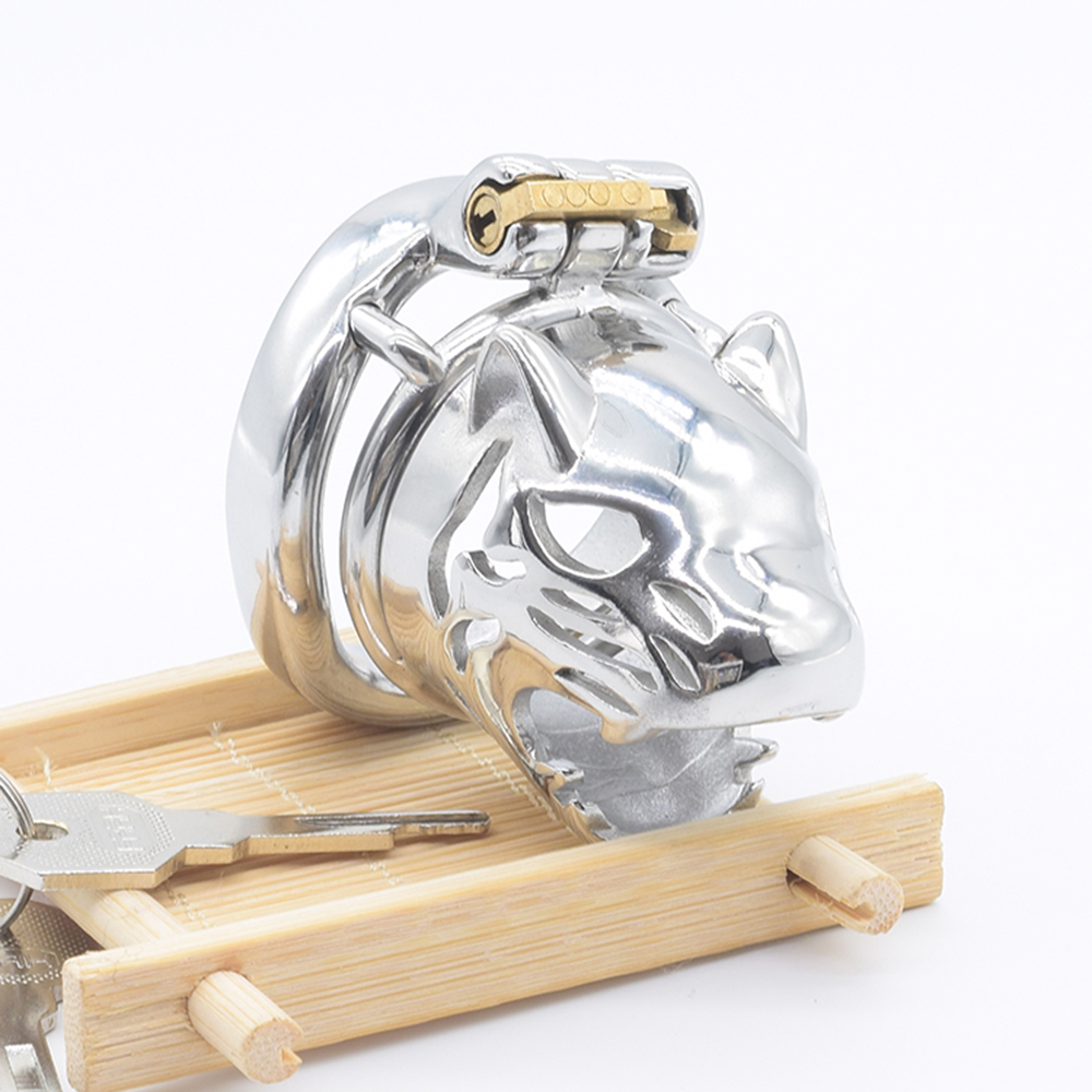 Leopard Design Stainless Steel Male Chastity Cage Bdsm Bondage Tiger Lock Penis Toy For Bdsm Enthusiasts - 19