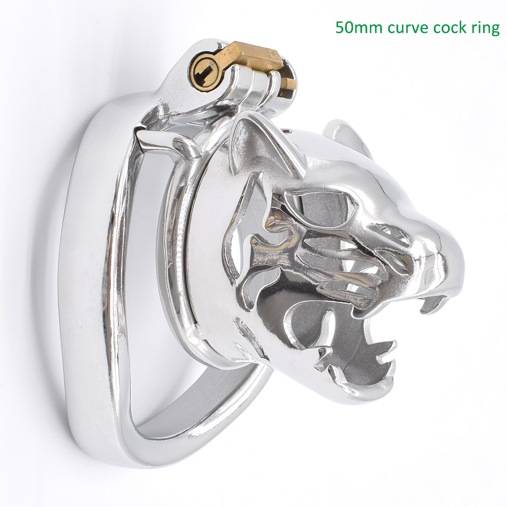 Leopard Design Stainless Steel Male Chastity Cage Bdsm Bondage Tiger Lock Penis Toy For Bdsm Enthusiasts - 16