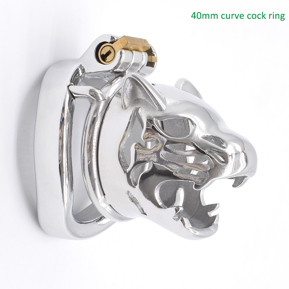 Leopard Design Stainless Steel Male Chastity Cage Bdsm Bondage Tiger Lock Penis Toy For Bdsm Enthusiasts - 14