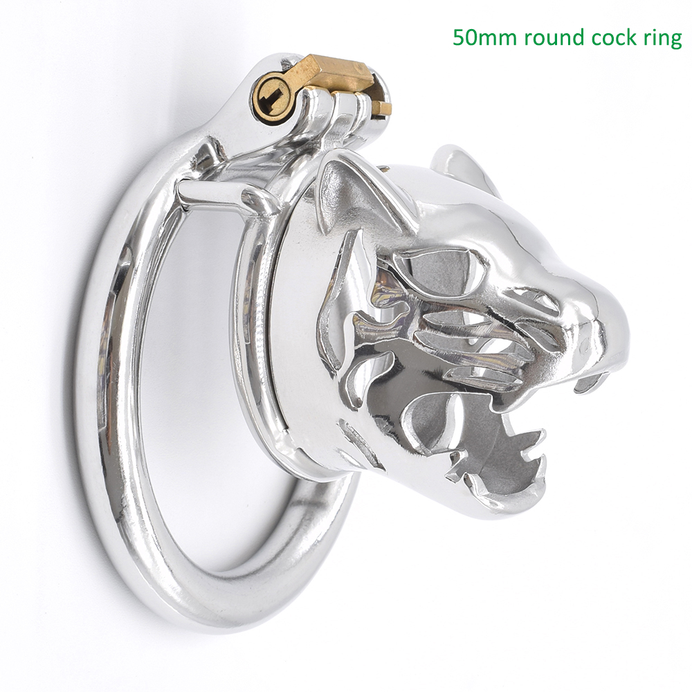 Leopard Design Stainless Steel Male Chastity Cage Bdsm Bondage Tiger Lock Penis Toy For Bdsm Enthusiasts - 12