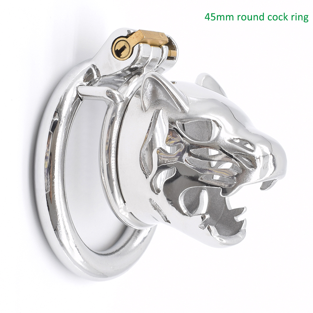 Leopard Design Stainless Steel Male Chastity Cage Bdsm Bondage Tiger Lock Penis Toy For Bdsm Enthusiasts - 11