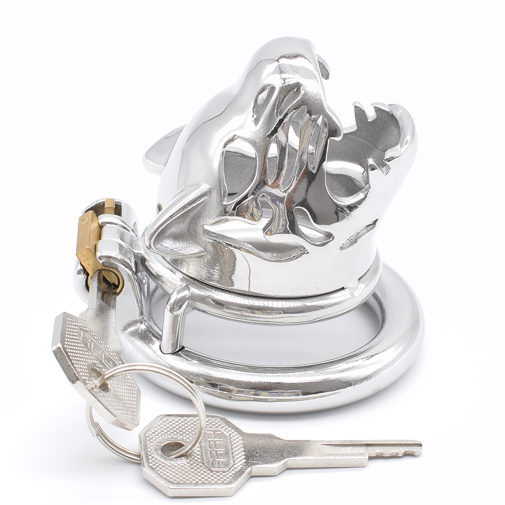Leopard Design Stainless Steel Male Chastity Cage Bdsm Bondage Tiger Lock Penis Toy For Bdsm Enthusiasts - 9