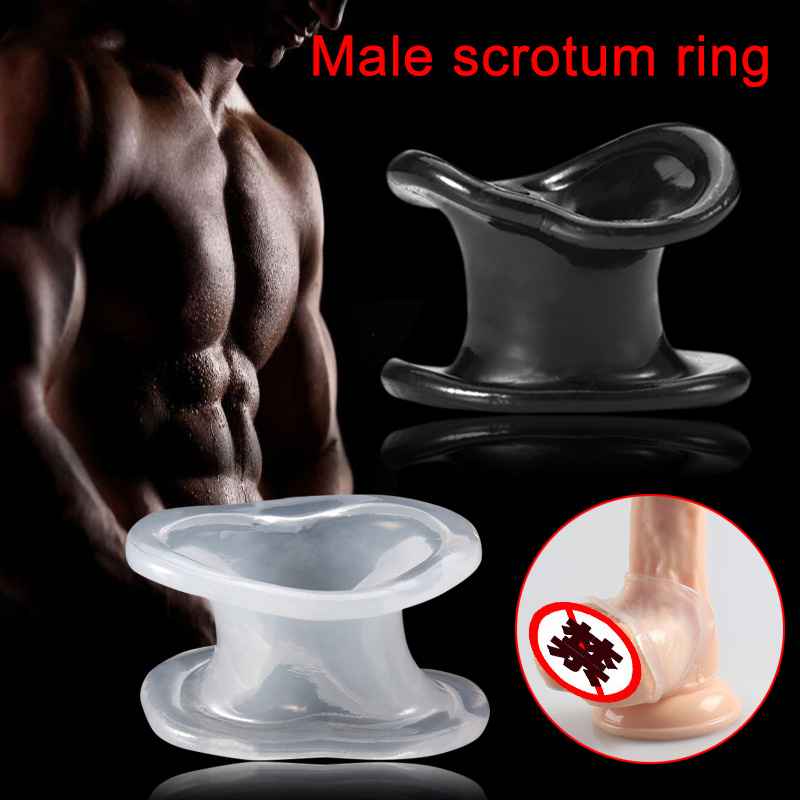 Male Scrotum Testicle Stretch Enhancer Soft Silicone Ring Cage Delay Ball Sex Toy Pleasure Enhancer - 7