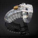 Male Cock Cage Breathable Plastic Chastity Device Various 5 Sizes Ring With Brass Lock Sex Products Penis - 4