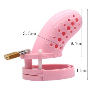 Male Cock Cage Breathable Plastic Chastity Device Various 5 Sizes Ring With Brass Lock Sex Products Penis - 2