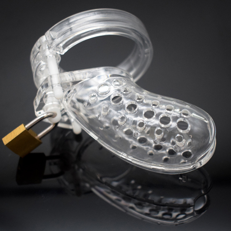Male Chastity Device Breathable Plastic Cock Cage Various Sizes Secure Brass Lock Intimate Adult Sex Toy - 21
