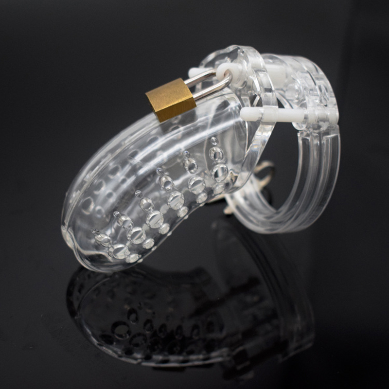 Male Chastity Device Breathable Plastic Cock Cage Various Sizes Secure Brass Lock Intimate Adult Sex Toy - 20