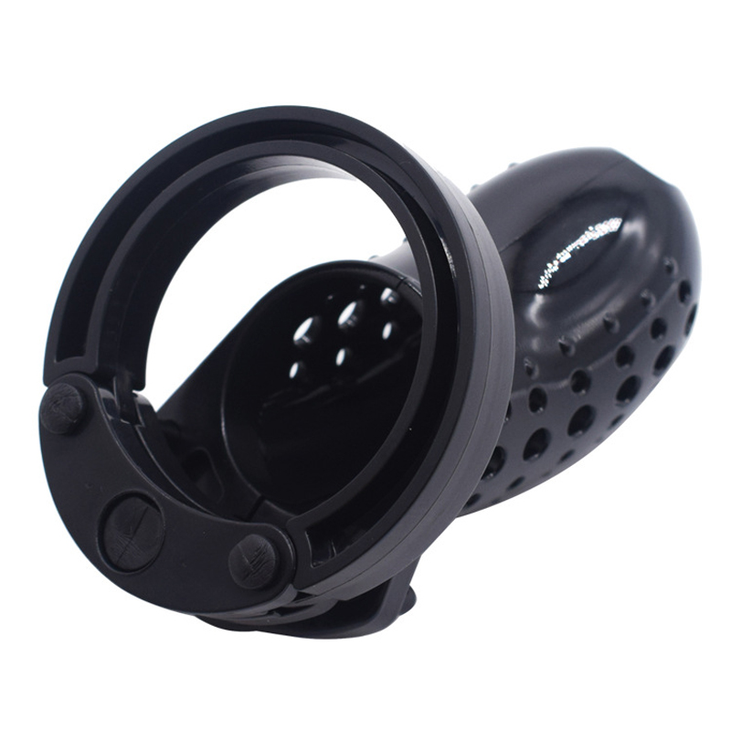 Male Chastity Device Breathable Plastic Cock Cage Various Sizes Secure Brass Lock Intimate Adult Sex Toy - 16