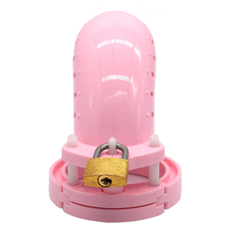 Male Chastity Device Breathable Plastic Cock Cage Various Sizes Secure Brass Lock Intimate Adult Sex Toy - 9