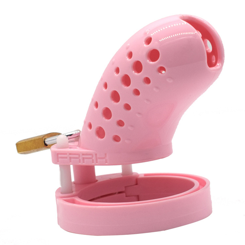 Male Chastity Device Breathable Plastic Cock Cage Various Sizes Secure Brass Lock Intimate Adult Sex Toy - 5