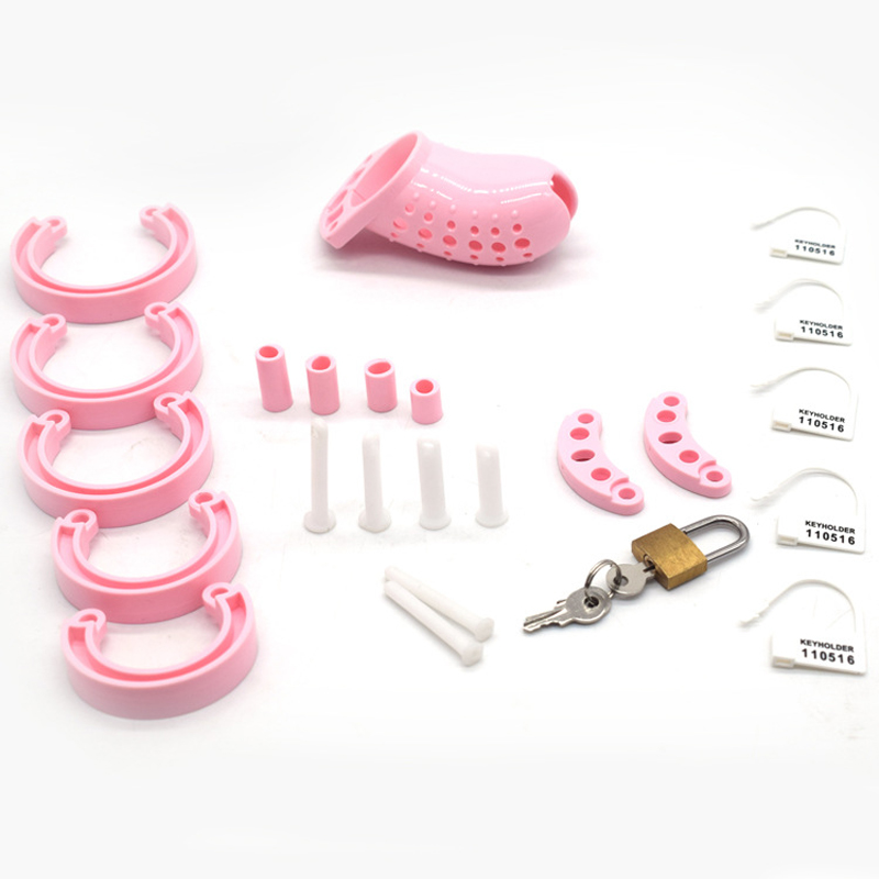 Male Chastity Device Breathable Plastic Cock Cage Various Sizes Secure Brass Lock Intimate Adult Sex Toy - 3