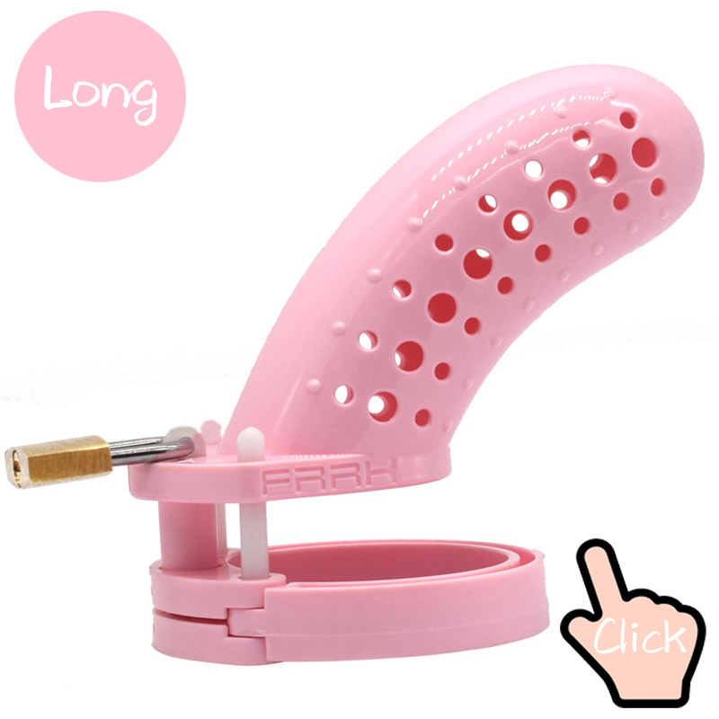 Male Chastity Device Breathable Plastic Cock Cage Various Sizes Secure Brass Lock Intimate Adult Sex Toy - 1