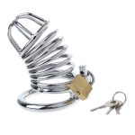 Prison Bird Male Stainless Steel Cock Cage Penis Ring Chastity Device Catheter With Stealth Lock Adult Sex Toy - 5