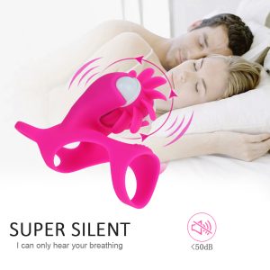 Oral Sex Penis Ring Vibrator Rotation Tongue Licking Clitoris Stimulator Toy For Couples Male Silicone Cock Rings - 2