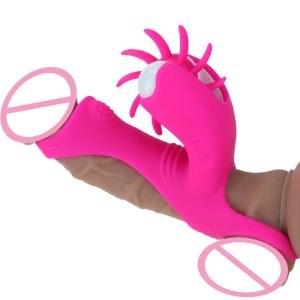 Oral Sex Penis Ring Vibrator Rotation Tongue Licking Clitoris Stimulator Toy For Couples Male Silicone Cock Rings