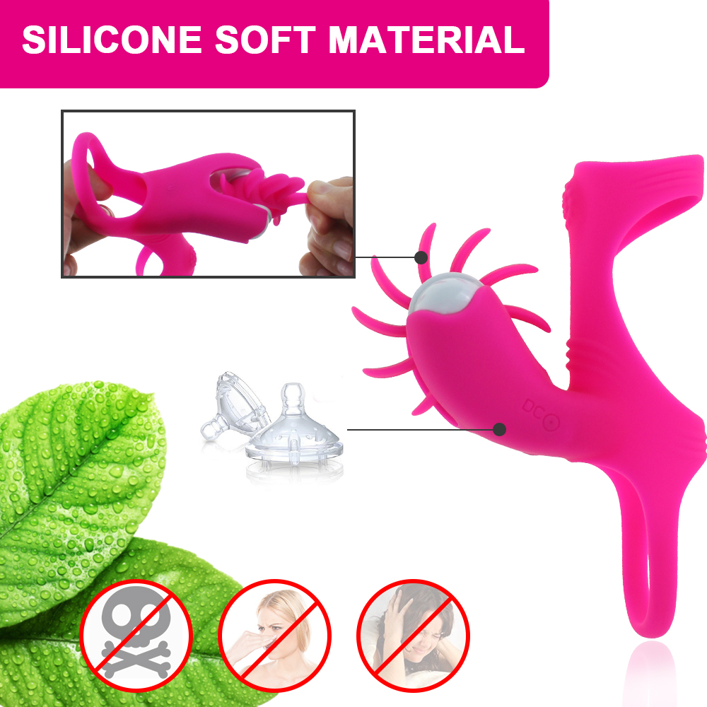 Silicone Penis Ring Vibrator Oral Sex Stimulator Couples Clitoral Pleasure Toy Rotating Tongue Lick Cock Rings For Men - 3