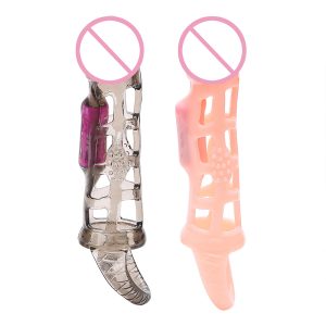 Hot Penis Sleeve Vibrator Cock Rings Male Reusable Extender With Bullet Sex Toy For Man Adult Products