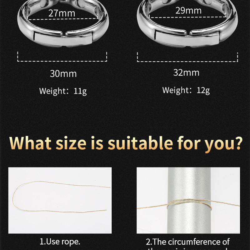 Adjustable Magnetic Metal Cock Ring Glans Sheath Male Enhancement Chastity Sex Toy For Men - 9