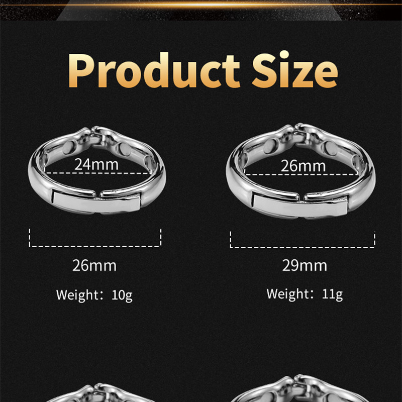 Adjustable Magnetic Metal Cock Ring Glans Sheath Male Enhancement Chastity Sex Toy For Men - 8