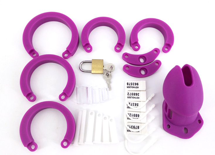 Male Silicone Chastity Device Cb6000s In Purple With Brass Lock Adult Sex Toy For Men - 18