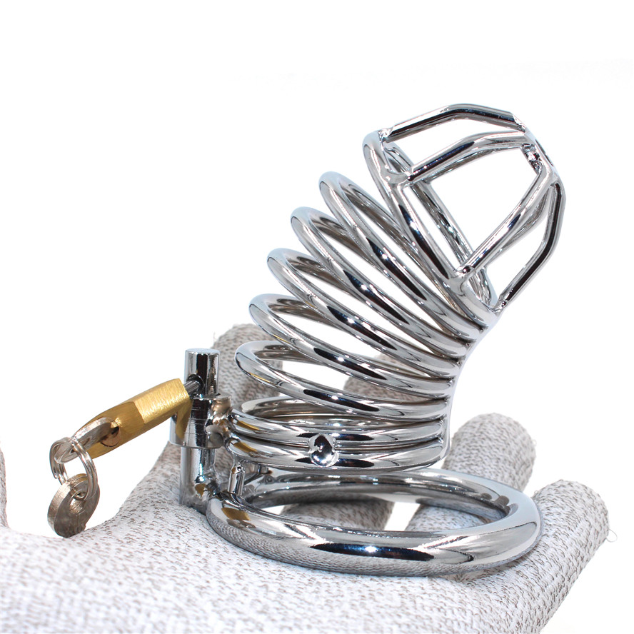 Male Chastity Device Spiral Penis Cage Metal Cock Belt Bondage Fetish Sex Toys For Men - 5