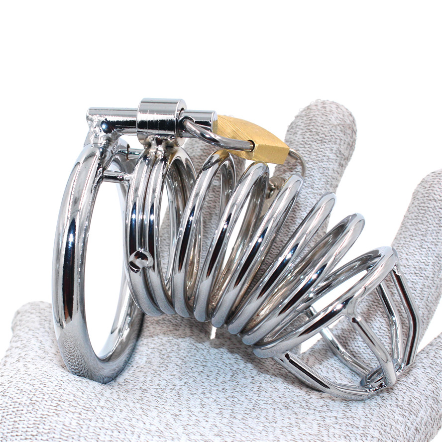 Male Chastity Device Spiral Penis Cage Metal Cock Belt Bondage Fetish Sex Toys For Men - 3