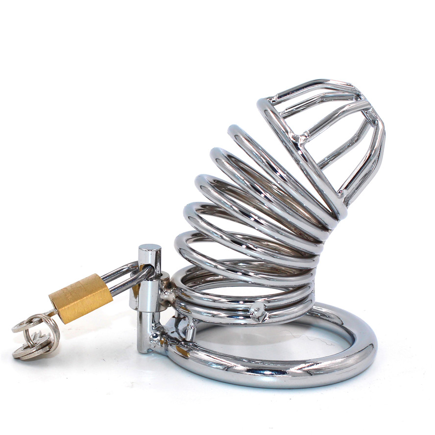 Male Chastity Device Spiral Penis Cage Metal Cock Belt Bondage Fetish Sex Toys For Men - 2