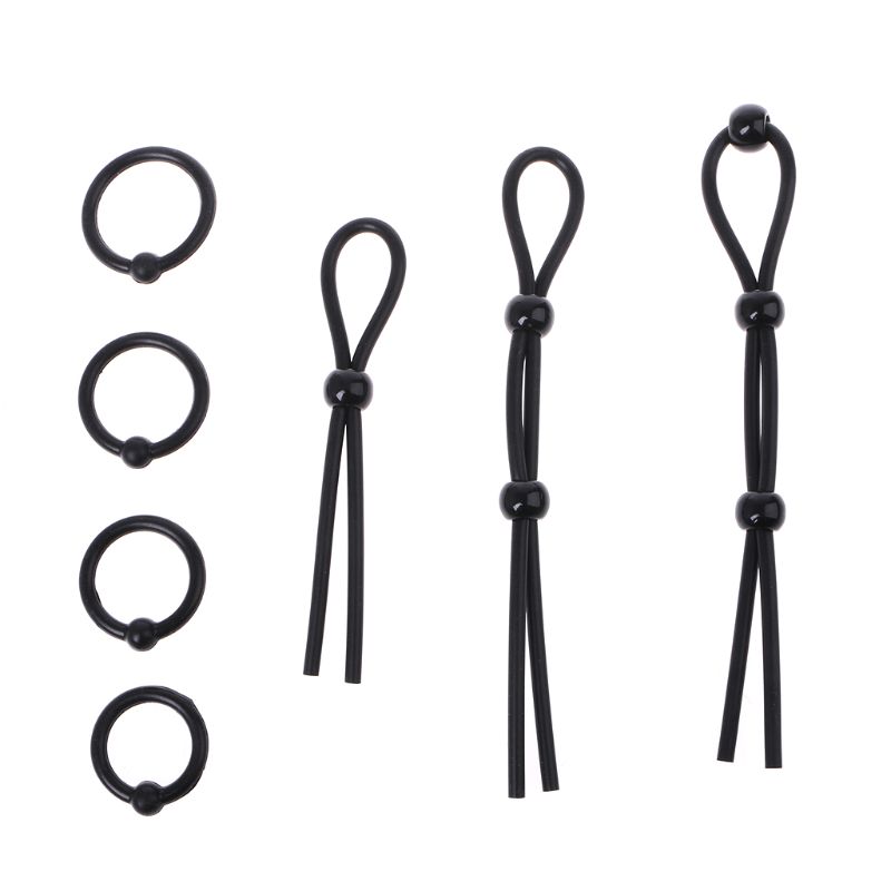 7piece Ultimate Male Enhancement Set Includes 4 Cock Rings Clitoral Stimulator And 3 Adjustable Erection Support Loops - 1