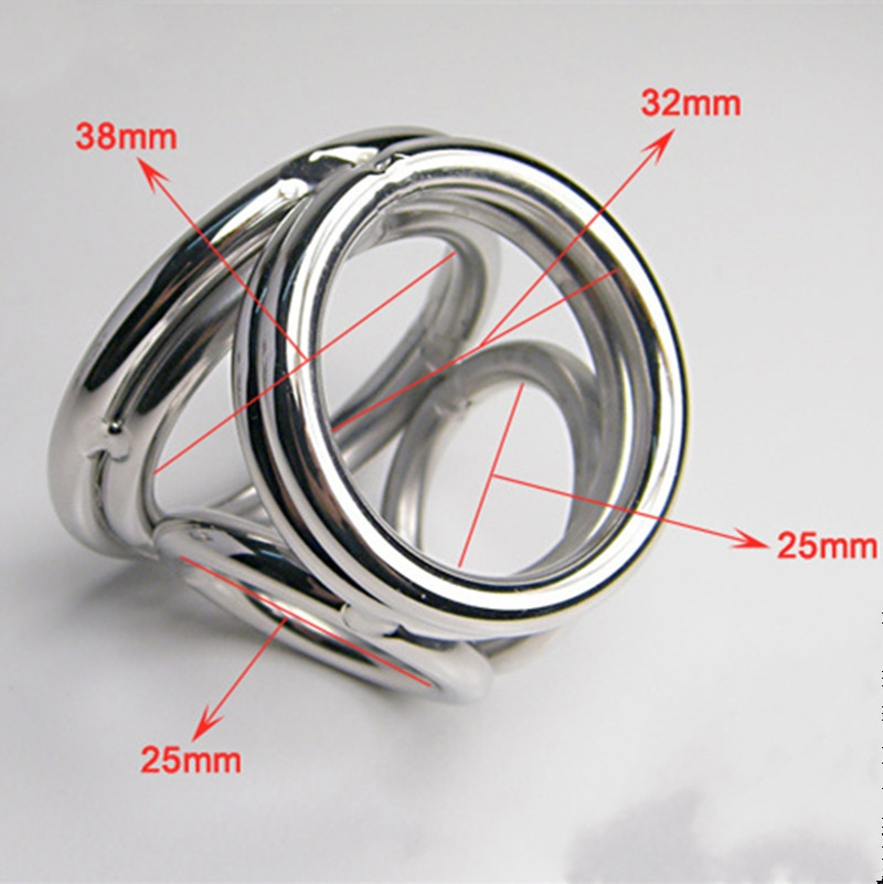 Mens Stainless Steel 4hole Endurance Ring Penis And Scrotum Lock Adult Male Pleasure Toy J7126 - 3