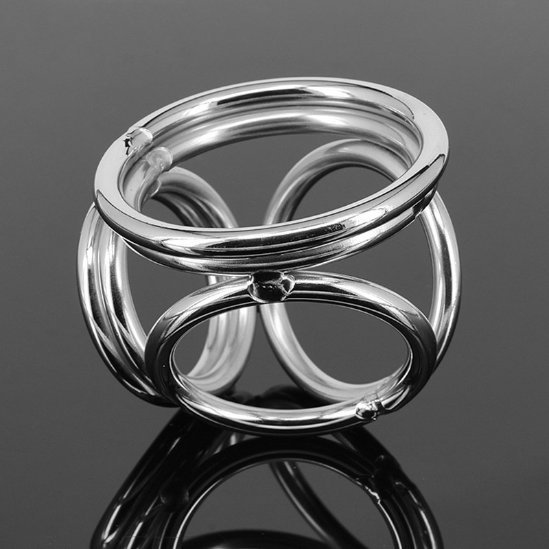 Mens Stainless Steel 4hole Endurance Ring Penis And Scrotum Lock Adult Male Pleasure Toy J7126 - 1