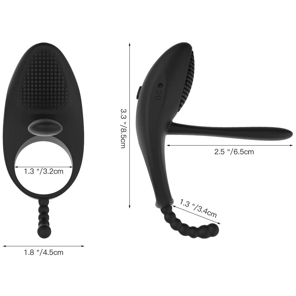 Waterproof Silicone Penis Ring Vibrator With 7 Modes Rechargeable Anal Clitoral Stimulation Sex Toy - 7