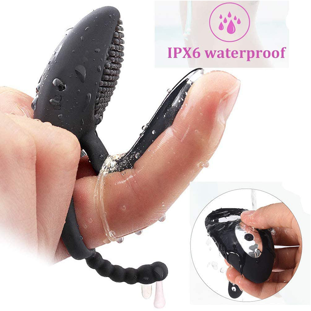 Waterproof Silicone Penis Ring Vibrator With 7 Modes Rechargeable Anal Clitoral Stimulation Sex Toy - 6